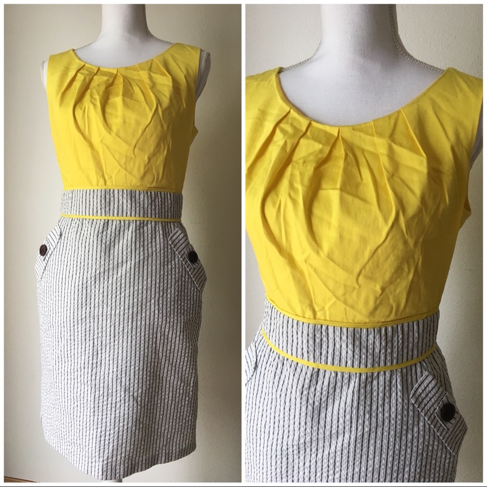 Alyx Limited yellow striped dress size 8 w/pockets